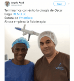 Óscar bagüí fue operado y será baja por 2 meses